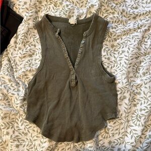 Garage Olive Button-Up Tank Top